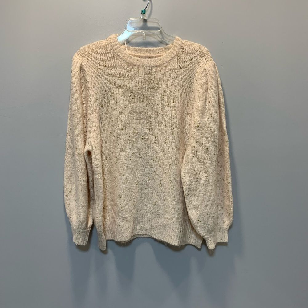 NWT Vylette Womens Sweater  Blush Pink Gold Metallic Puff Long Sleeve… - Picture 8 of 13